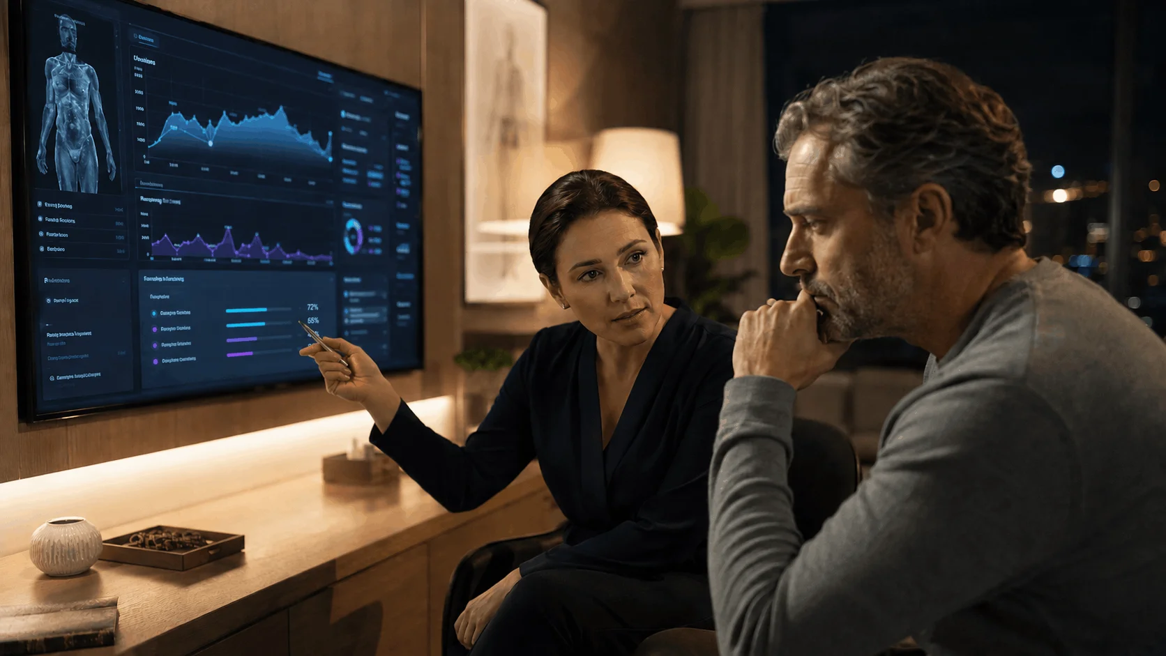 Evening consultation in a tech-driven office