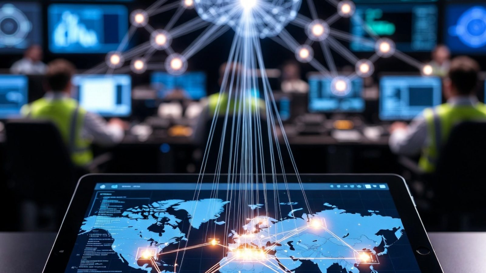 A high-tech "Mission Control" center.