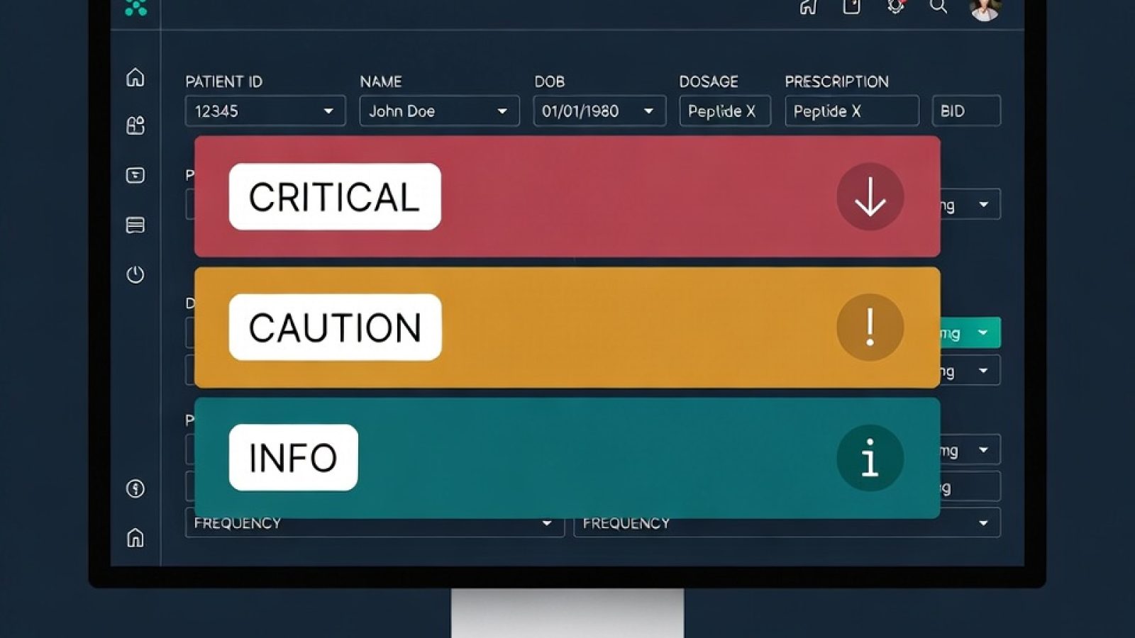 Peptide risk flagging workflow — three-checkpoint model for clinical safety verification